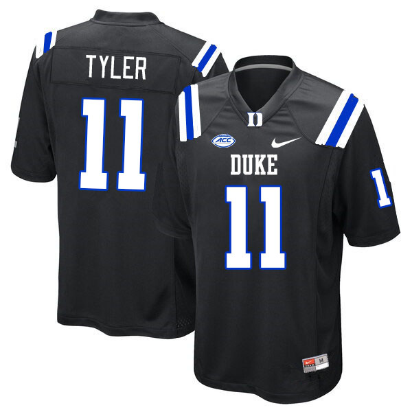 Men #11 Chase Tyler Duke Blue Devils College Football Jerseys Stitched-Black